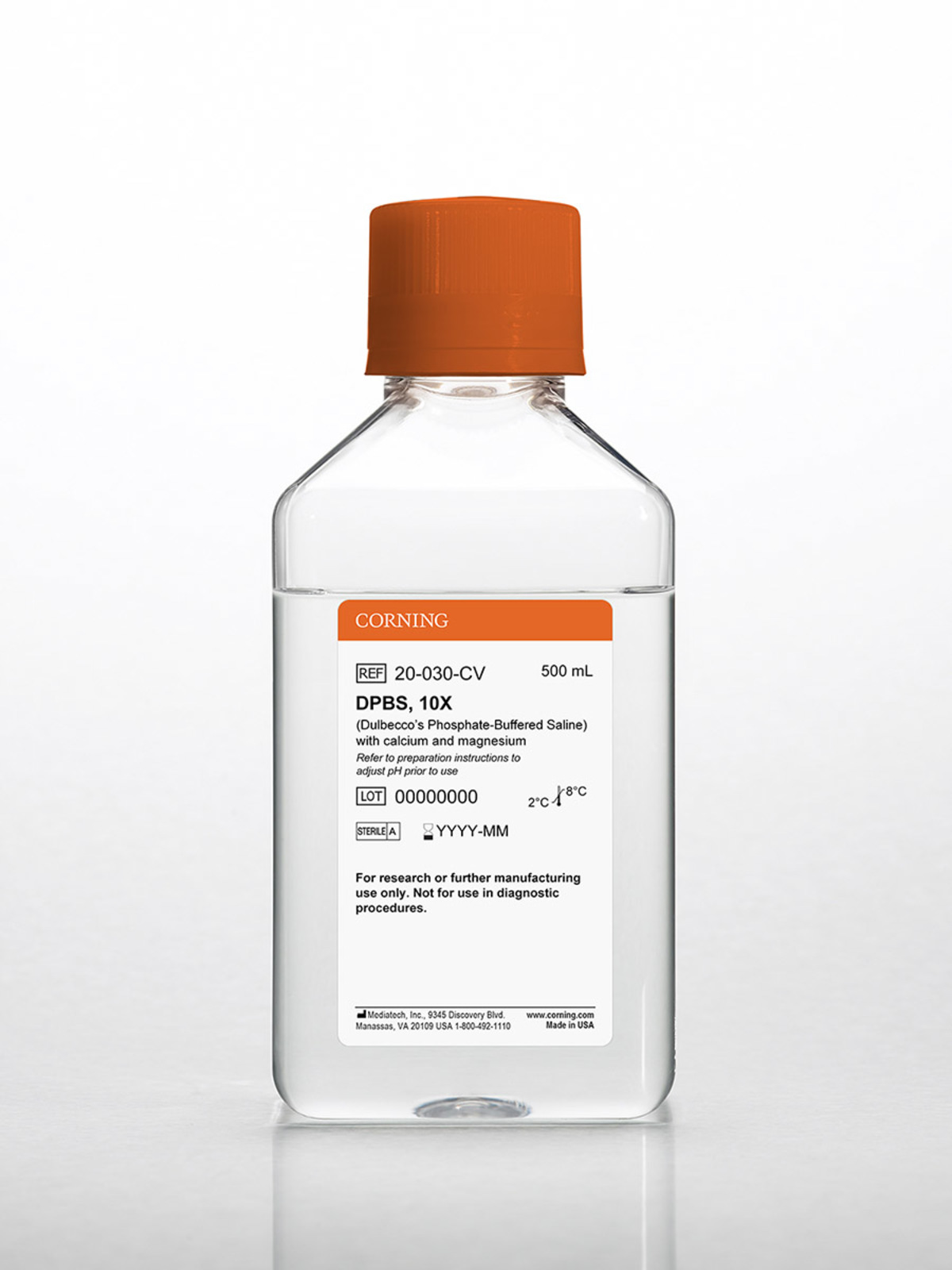 DPBS 1X WITHOUT CALCIUN, MAGNESIUN FR 500ML - CORNING