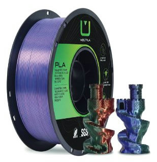 Filamento Silk Tri Color PCI-PLST-161 Verde, Roxo e Cobre