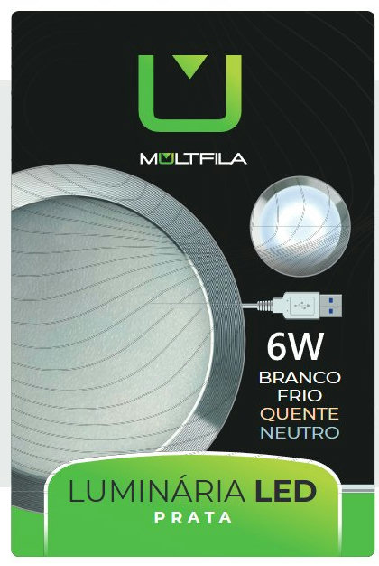 Luminária LED Prata 6W Branco Frio Quente Neutro MTF-LUM-005