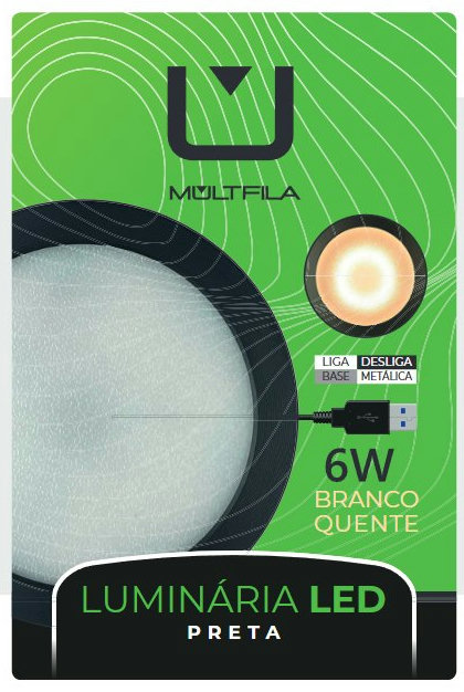 Luminária LED Preta 6W Branco Quente MTF-LUM-002